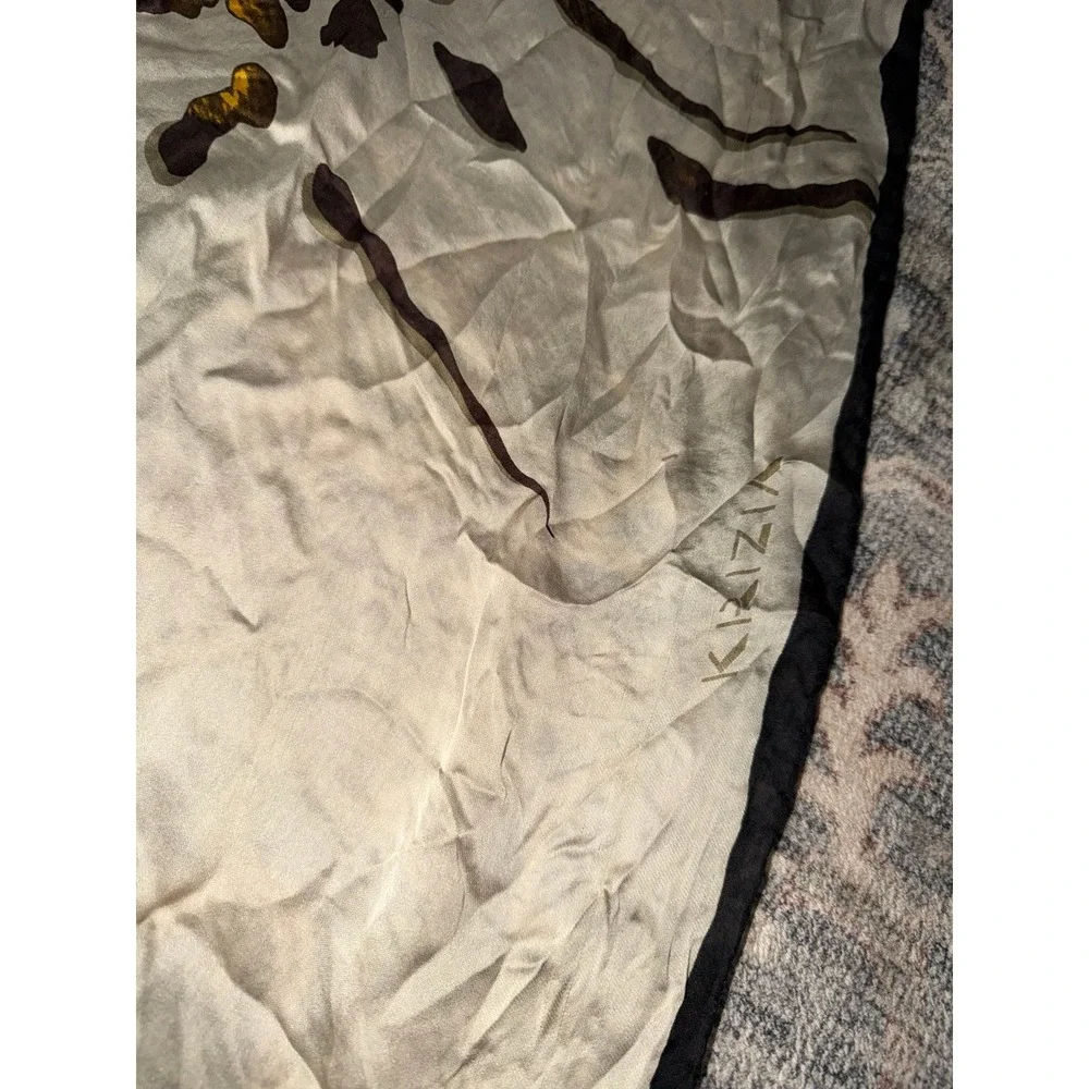 Vintage Krizia Leopard Animal Silk Scarf Beige